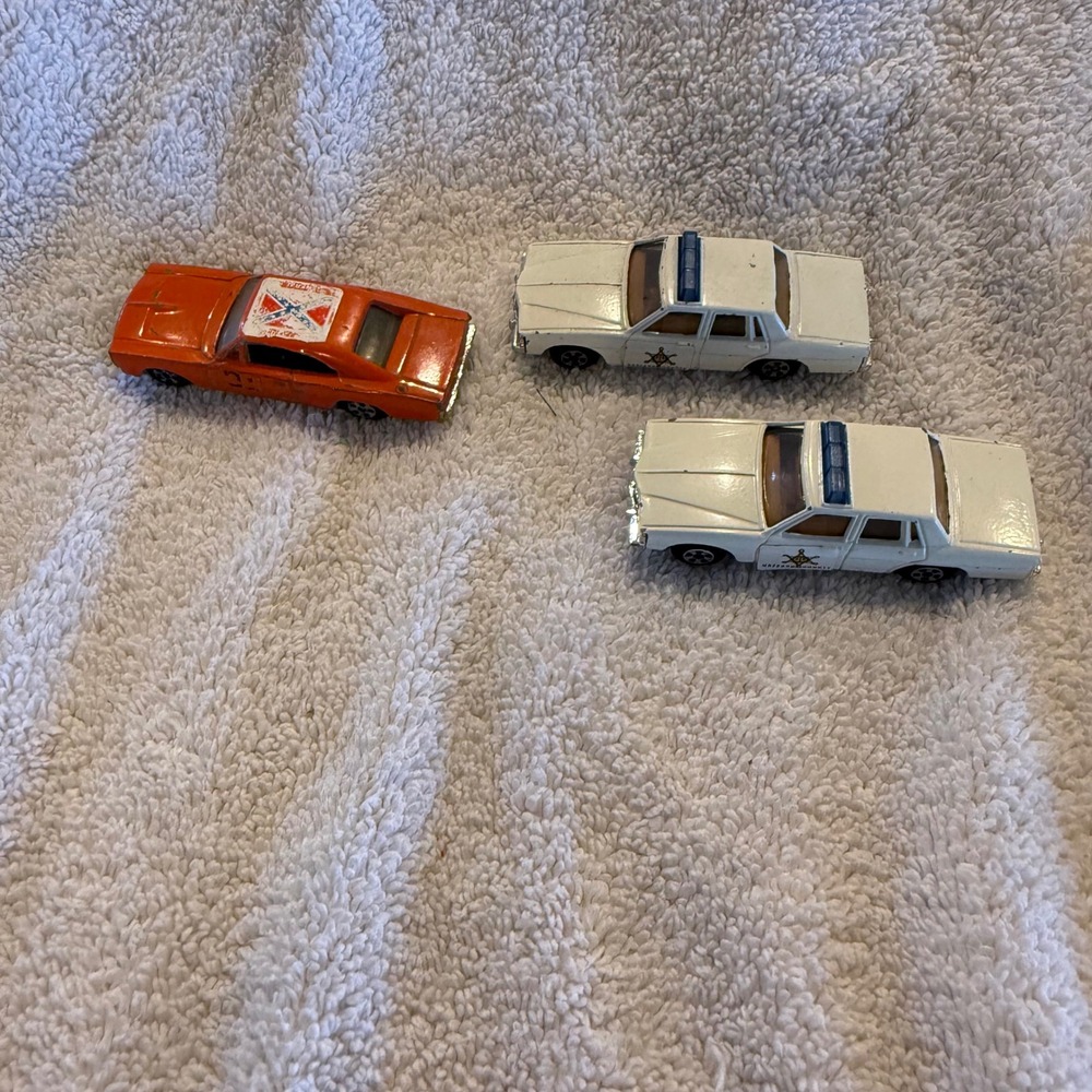 Vintage ERTL Dukes of Hazzard General Lee & Hazzard County Police Cars Lot of 3
